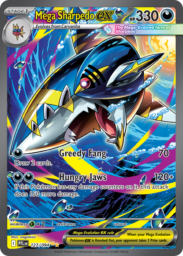 Mega Sharpedo ex #127 - Phantasmal Flames - Holofoil Full Art