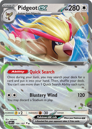 Pidgeot ex #164 - Obsidian Flames - Holofoil
