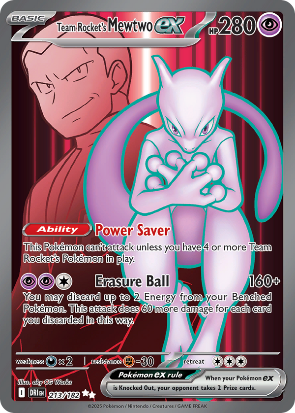Team Rocket's Mewtwo ex #213 - Destined Rivals - Holofoil Full Art